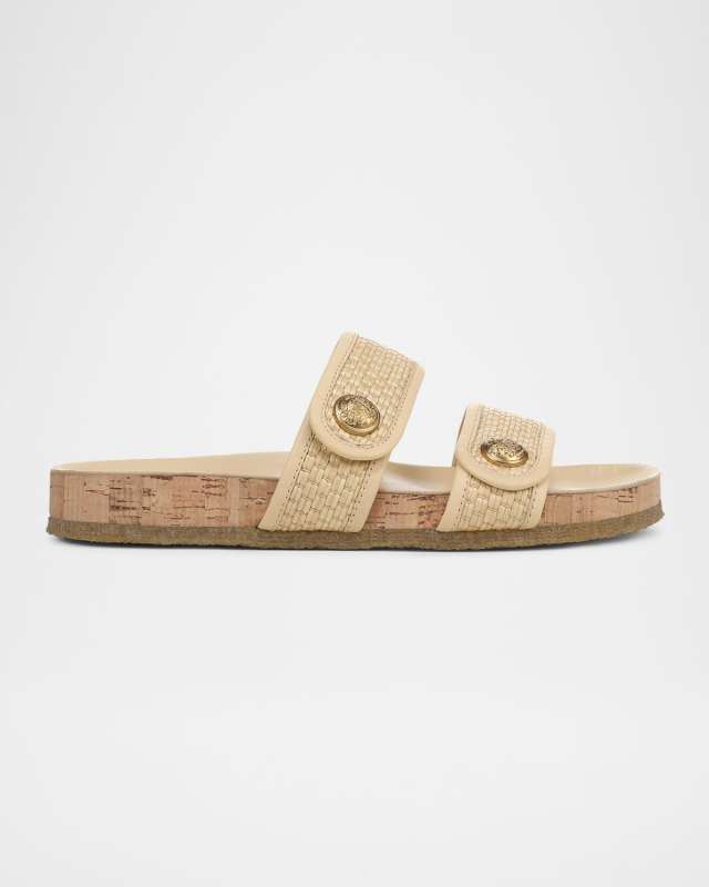 Percey Raffia Dual Band Slide Sandals